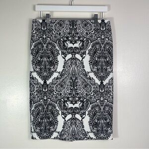89th & Madison black and white paisley print pencil skirt